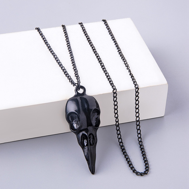 Hot Selling Mode Novelty Stereo Crow Head Skull Pendant Kalung Rantai Hadiah Natal