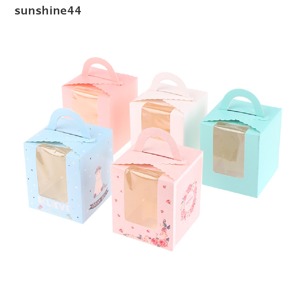 Sunshine 50Pcs Kotak Cupcake Pernikahan Portable Dengan Jendela Individual Cupcake Holders ID