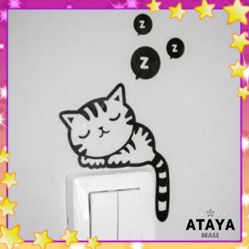 Sticker Wallpaper Dinding Love Dog stiker Gambar Anjing Sleeping Cat Lucu Aesthetic Dekorasi Kamar T