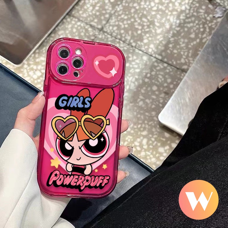 IPHONE Casing Cermin Make Up Flip Kreatif Kompatibel Untuk Iphone11 7Plus X XR XS Max12 11 14 13 Pro Max8 7 Plus SE 2020 Kartun The Powerpuff Girls Soft Tpu Phone Cover