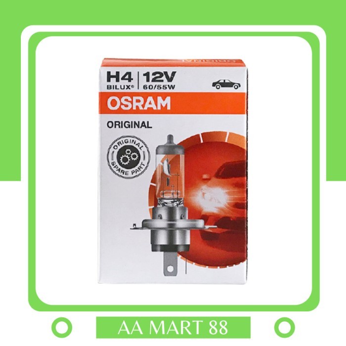 BOHLAM HALOGEN BULB LAMPU DEPAN H4  OSRAM 12V 60/55 W 12v 100/90 24v 75/70 24v 100/90