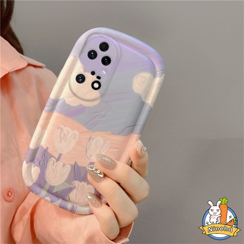 Redmi 12C A1 A1+ 10C 10A 10 9A 9C 9T Redmi Note 11 11s 10 10s 9 9s Pro Xiaomi 11 Lite Poco X3 Pro NFC Lukisan Minyak Bunga Casing Ponsel Shockproof Air Cushion Silicone Soft Case Cover Pelindung