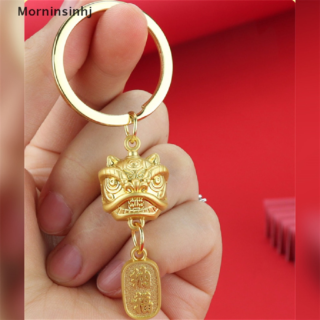 Mornin 2023tahun Baru Lion Dance Head Keychain Pendant Metal Lion King Key Chain Gantungan Kunci Hadiah id