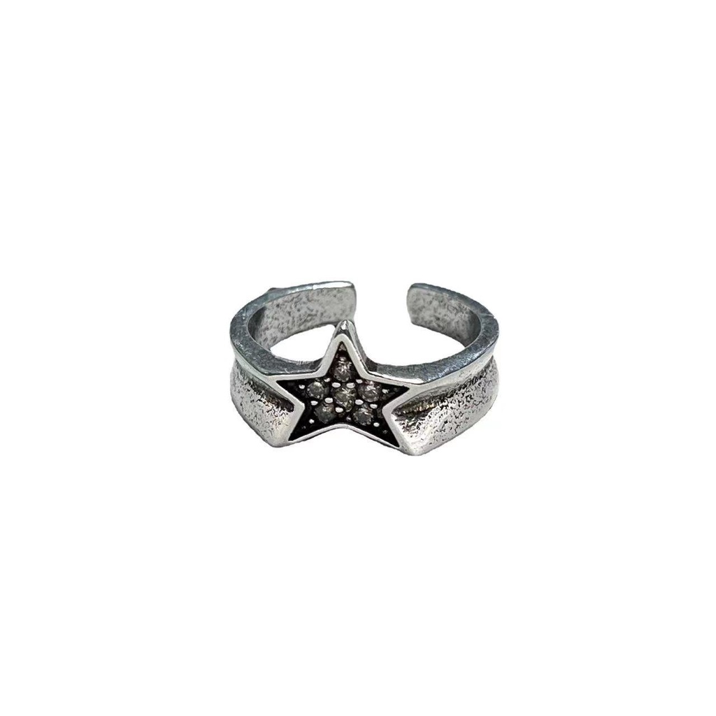 Y2k Cincin vintage Bintang Berujung Lima Cincin Berlian Cincin Bintang Cincin Yang Dapat Disesuaikan Desain Niche