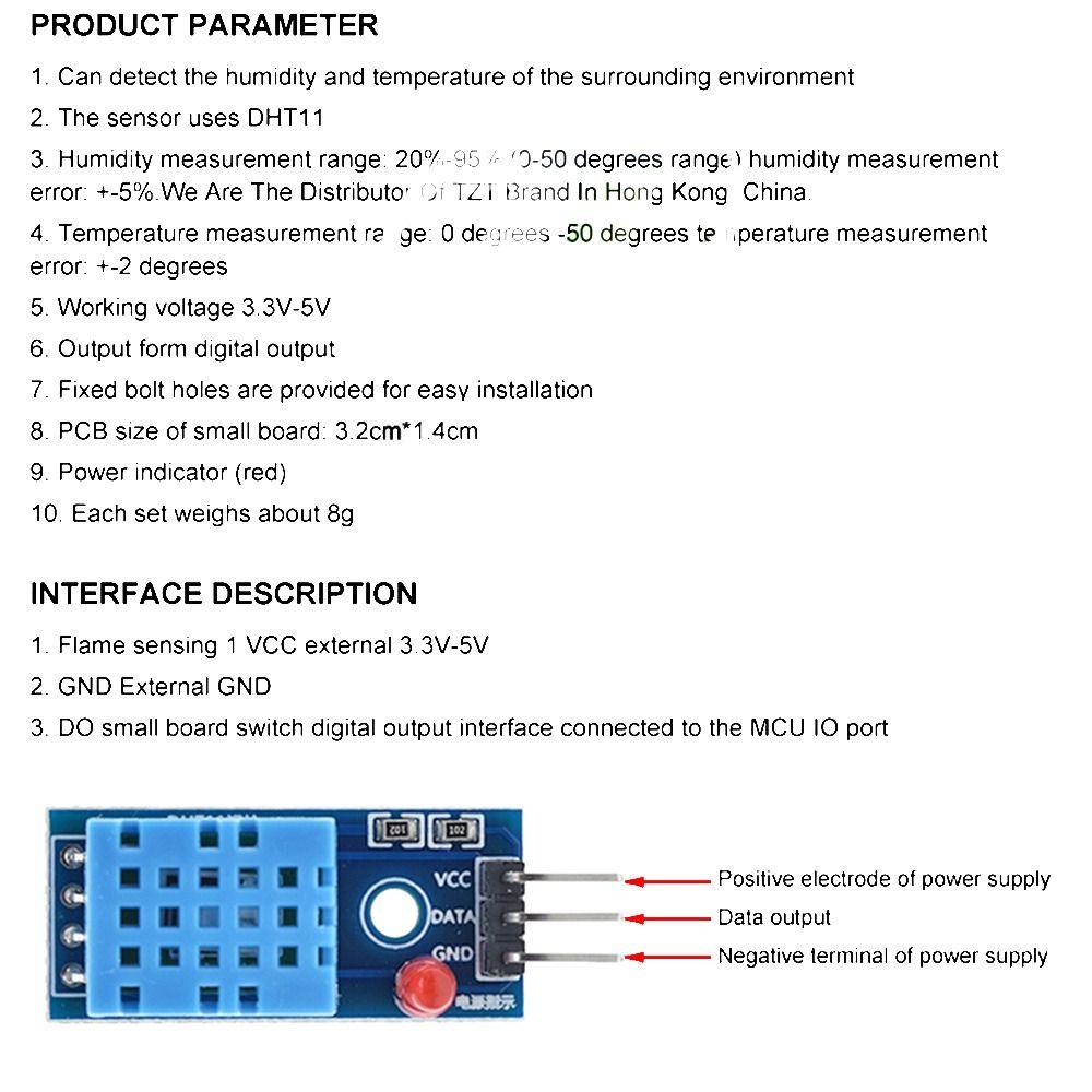 TOP 5pcs Sensor Suhu Digital 3.3V-5V Elektronik DIY Dengan Kabel DHT11 Modul