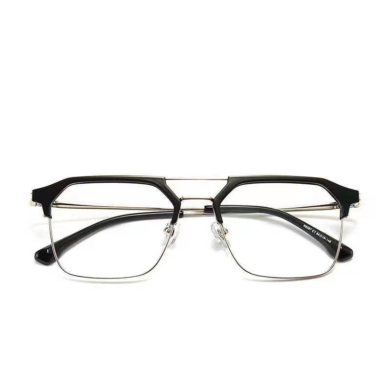 Kacamata Minus Anti Radiasi Photochromic Korea Pria Wanita Metal Double Beam Frame