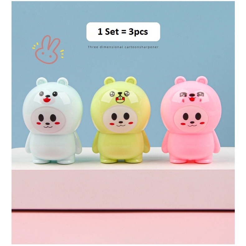 3pcs Rautan Peraut Pensil Pencil Sharpener Boneka GM-ST0248