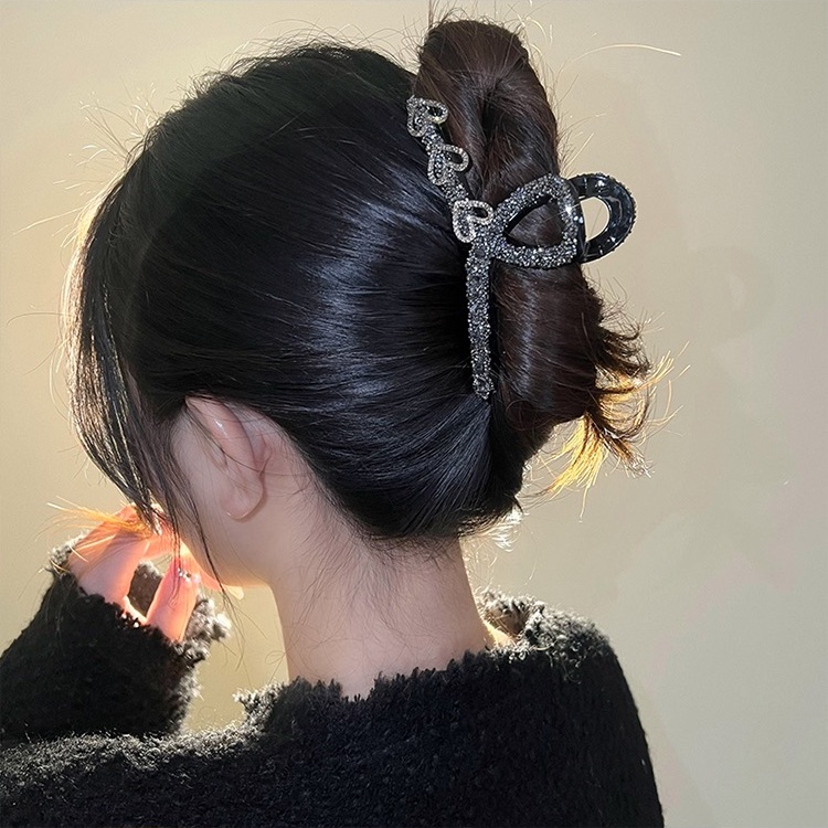 Retro Penuh Berlian Imitasi Jepit Rambut Fashion Hitam Rambut Klip Wanita Aksesoris Rambut