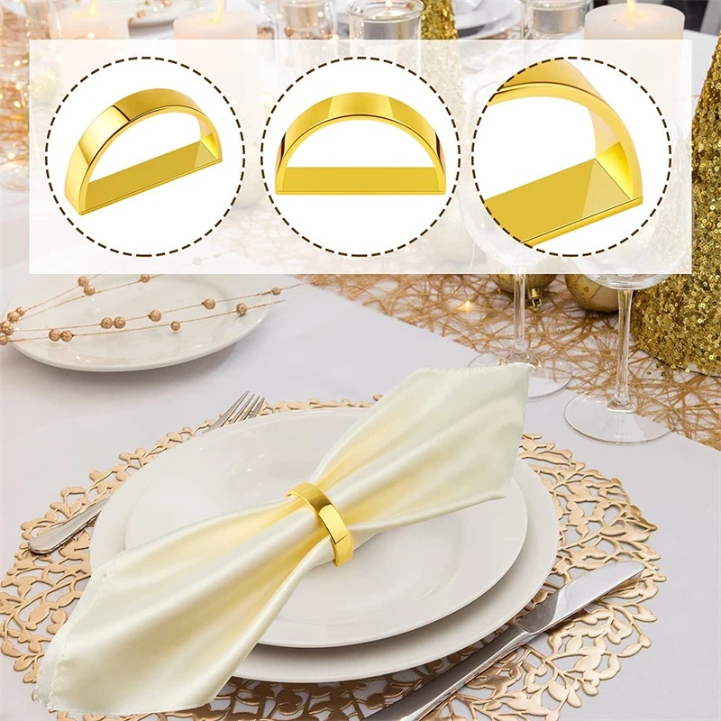 Gesper Serbet Setengah Lingkaran Logam/Western Restaurant Buckle Napkin Ring Dekorasi Meja