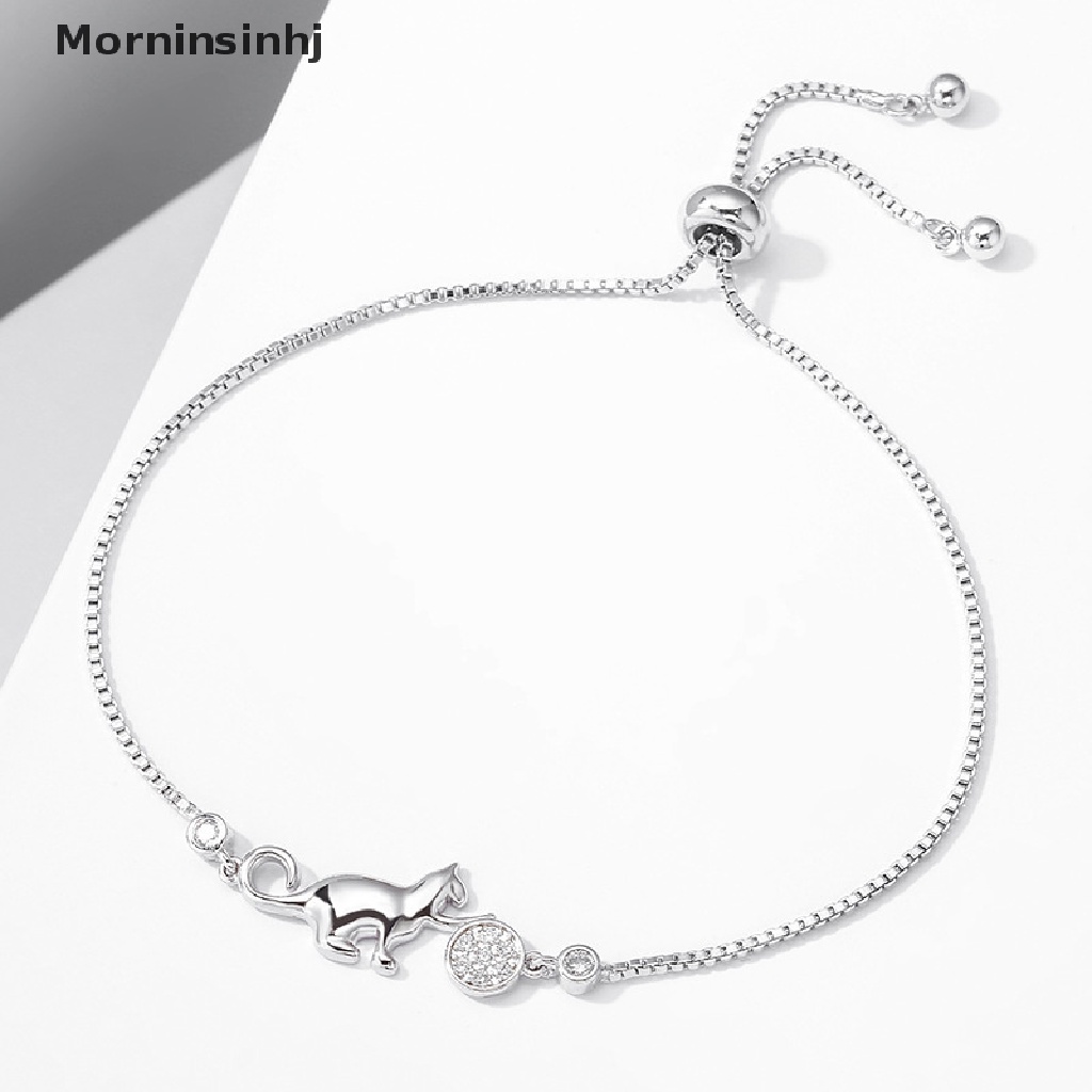 Mornin Gelang Charm Bola Kucing Kristal Cubic Zirconia Trendy Untuk Wanita Perhiasan Simple id