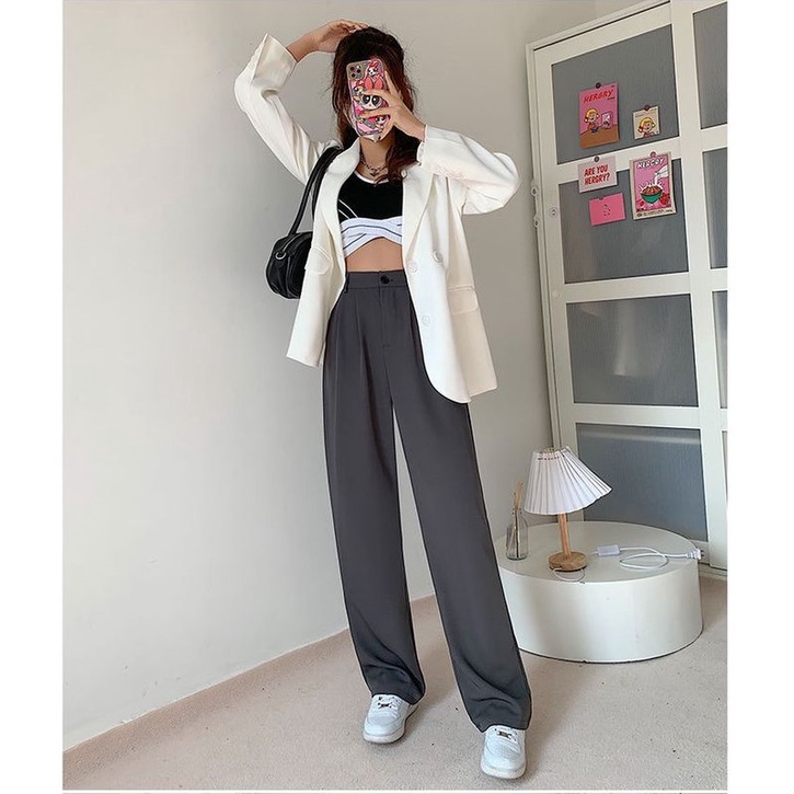 BEARY JEANS BJ018 | Celana Kain Wanita Highwaist Kulot Fabric Cullotes Straight Pants Celana Kulot Kasual Celana Wanita