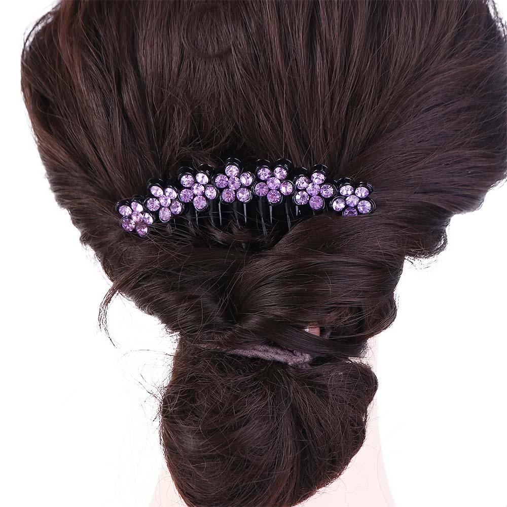 Needway   Wanita Sisir Rambut Trendi Geometris Jepit Rambut Ponytail Holder Gadis Poni Klip Rhinestones Kristal Rambut Klip