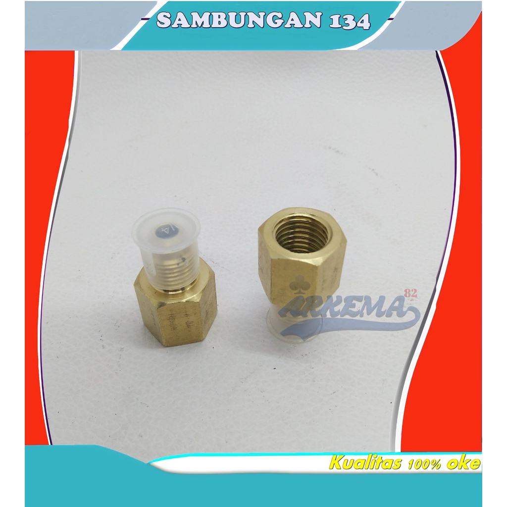 SAMBUNGAN NEPEL R134 ADAPTER | NEPEL TABUNG GAS FREON KLEA R 134   5/16&quot; KE 1/4&quot; | SAMBUNGAN R134