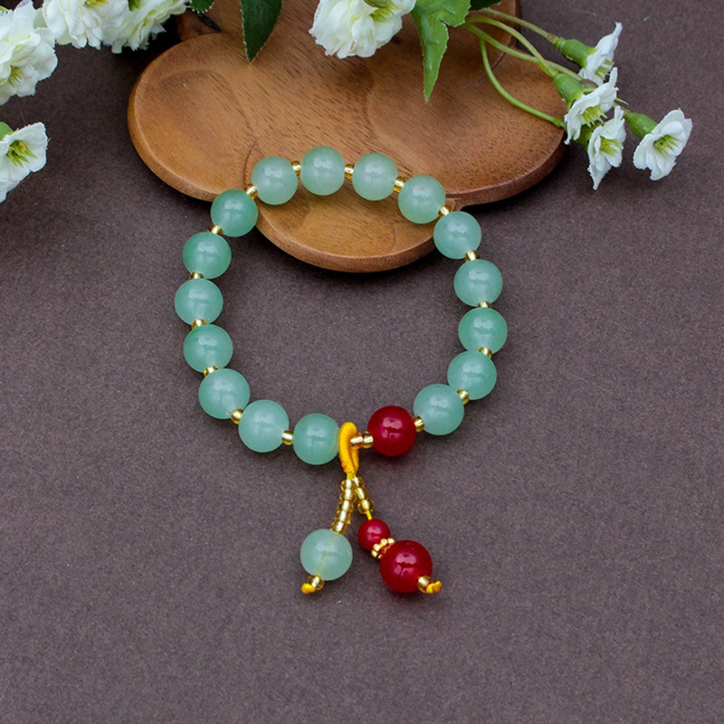 Giok Hijau Manik-Manik Unicorn Gelang Wanita Bulat Chalcedony Buddha Bead Yoga Bangles Penyembuhan Energi Perhiasan Hadiah