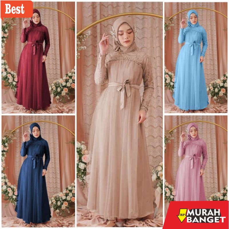 Tren baju lebaran wanita 2023- Maxi mikayla/Gamis brukat/gamis terbaru 2021/gamis modern wanita/gami