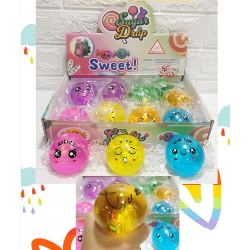 SPLAY CANDY Mainan Bola Bekel Karakter Karet Lampu Led Edukasi Kreatifitas Motorik Kado Hadiah Ultah