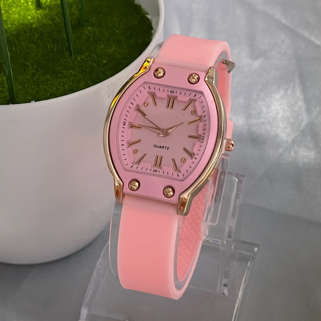 COD JAM TANGAN ANALOG WANITA FASHION KOREA OVAL RUBBER FS-16 (G_W)