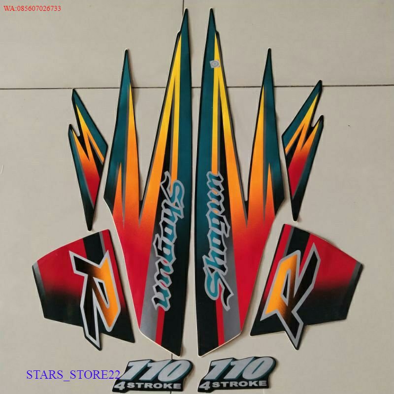 (ORI) Striping Sticker Body Suzuki Shogun Kebo 110R 1997 1998 Hijau Botol Lis Bodi Stiker Shogun Keb