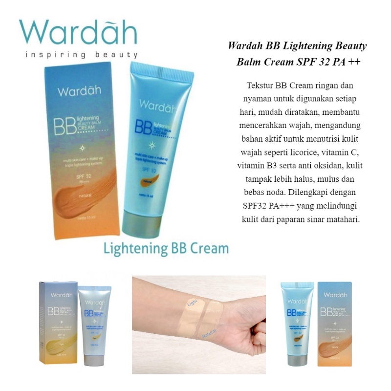 WARDAH BB Lightening Beauty Balm Cream SPF 32 PA ++ 30ml [ Amaze_Kosmetik ]