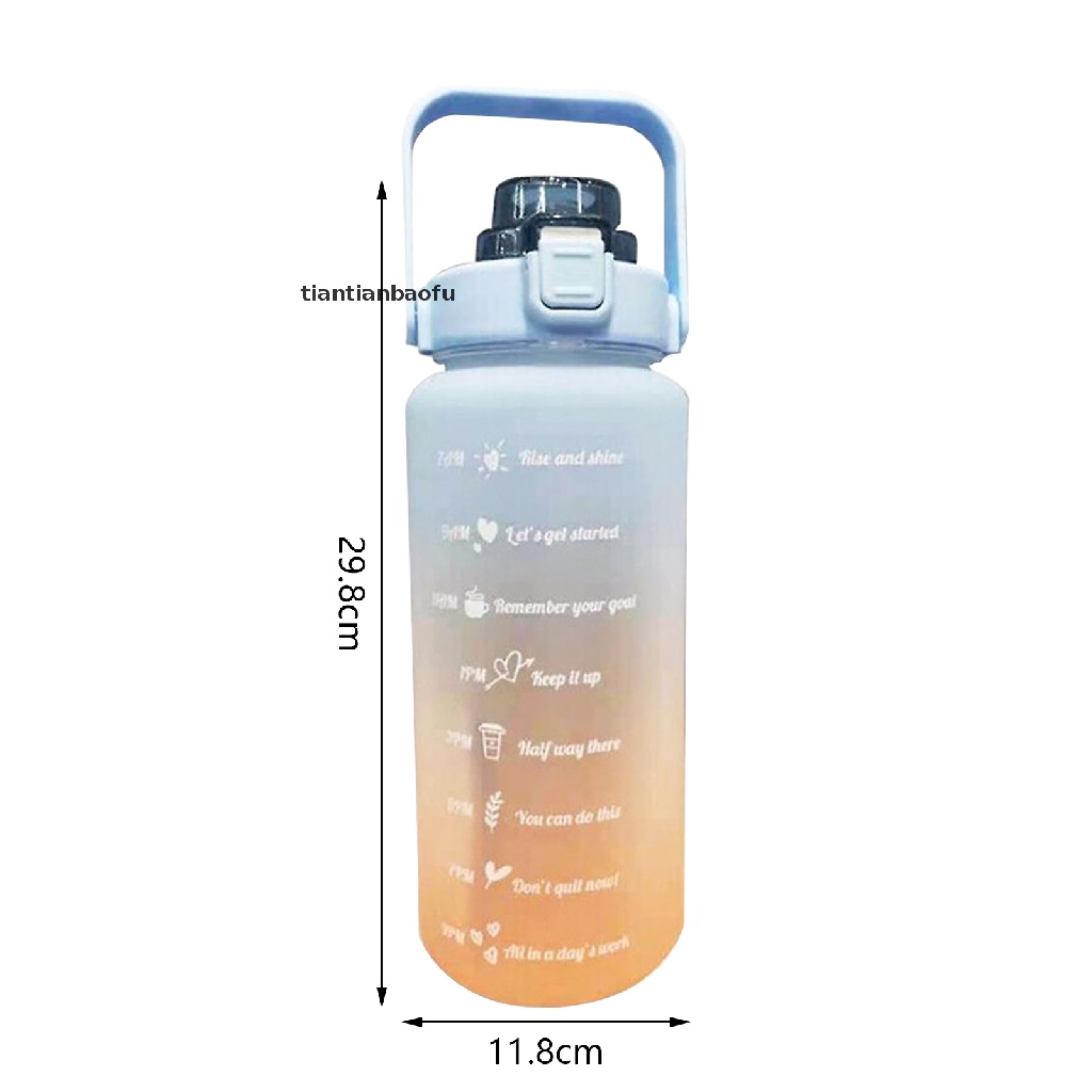 [tiantianbaofu] Botol Air Minum Outdoor Penanda Waktu 2l Botol Motivasi Hadiah Butik