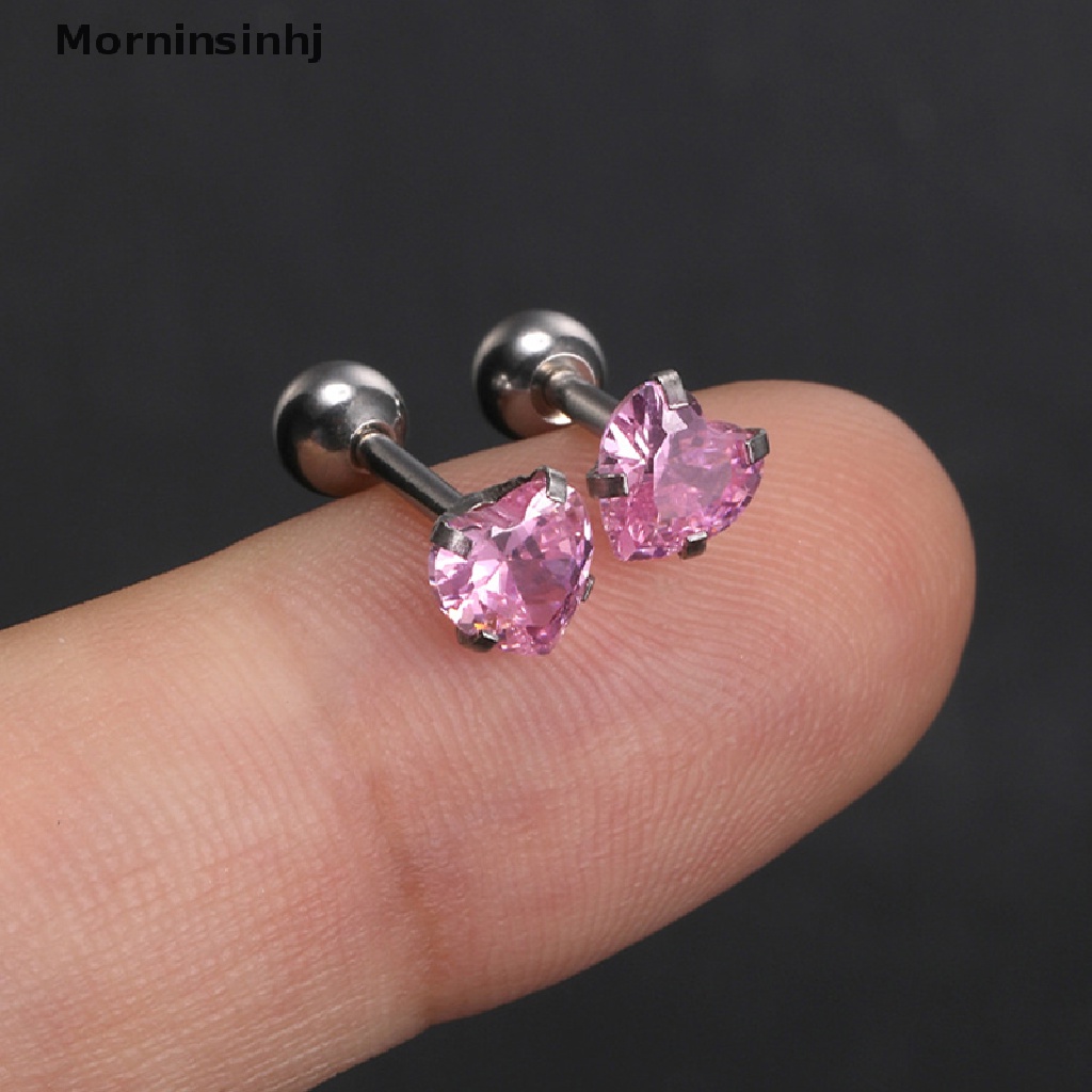 Mornin 1pasang Fashion Sederhana Kristal Zirkon Ear Studs Earrings Stainless Steel Tulang Rawan Helix Telinga Tulang Anting Kuku Untuk Wanita Pesta Perhiasan Minimalis id