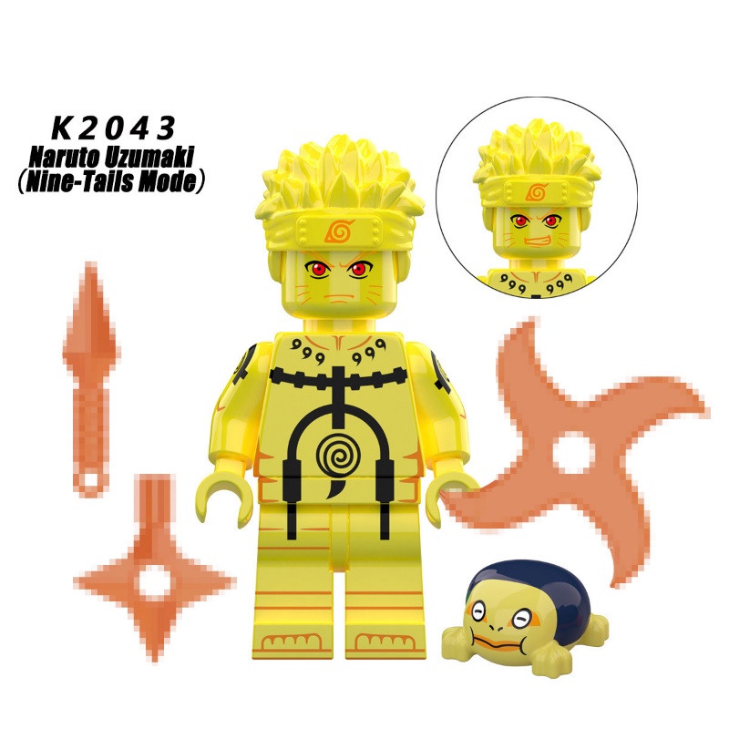 Naruto Minifigure Uzumaki Naruto Berbagai Mode Negara Tangan Seribu Kolom Kamar Kesemek Kering Hantu Hiu Rakitan Mainan Blok Bangunan