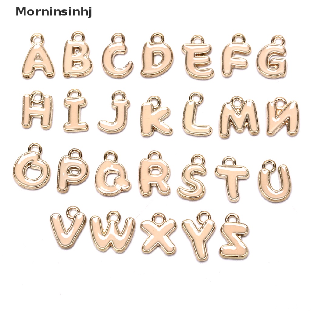 Mornin 26Pcs Enamel Alphabet Ch Inisial Huruf Gelang Perhiasan DIY Craft Making id