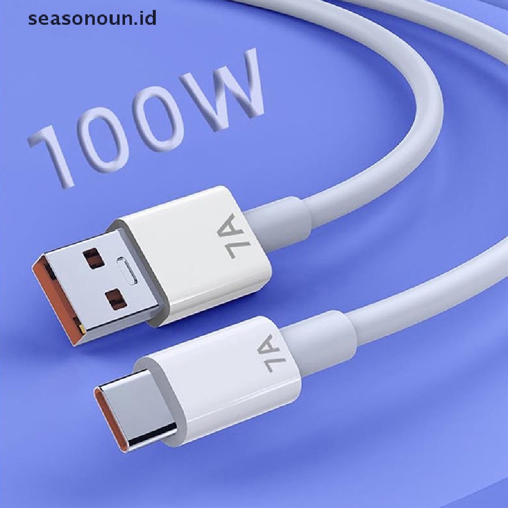 Seasonoun 7A USB Type C Kabel Charge Super Cepat Huawei 100W Charging Data Cord Quick Charger Cable Untuk OPPO Huawei Xiaomi Vivo Honor Kabel Data.