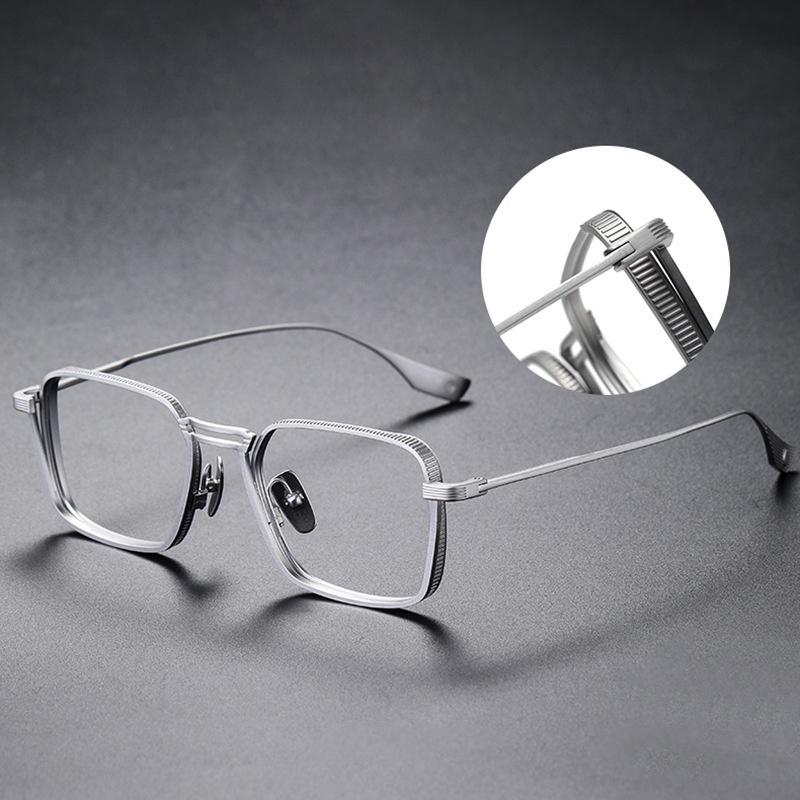 Kacamata Retro Anti Radiasi Untuk Pria Dan Wanita Metal Rectangular Replaceable Lens