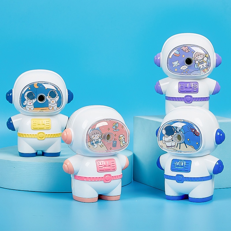 Kartun Astronot Handheld Manual Pensil Sharpeners Kawaii Lucu Perlengkapan Sekolah Alat Tulis Pengasah Mekanik Untuk Hadiah Anak