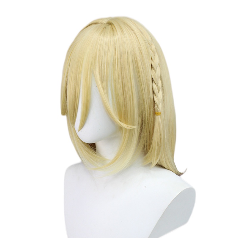 Genshin Impact Kavi Emas Muda Gradien Campuran Coklat Styling Medium Panjang Rambut cosplay Wig