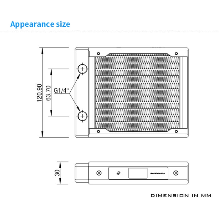 BARROW FBCFRX-120Y V2 120mm Copper Radiator Temperature Display Silver