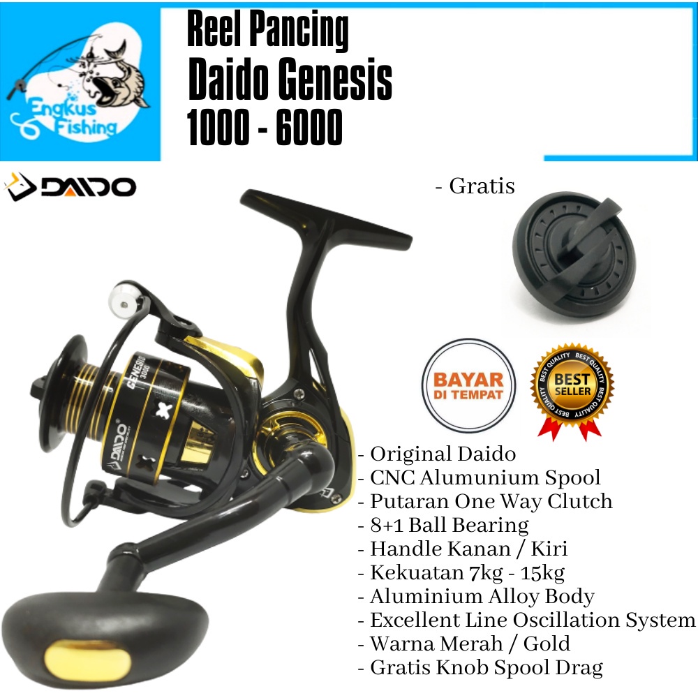 Reel Pancing Daido Genesis 1000 - 6000 One Way (8+1 Bearing) Spool Alumunium Murah - Engkus Fishing