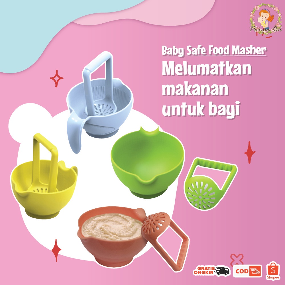Baby Safe Food Masher MPASI Feeding Set Perlengkapan Peralatan Makanan Bayi By Mallpompaasi
