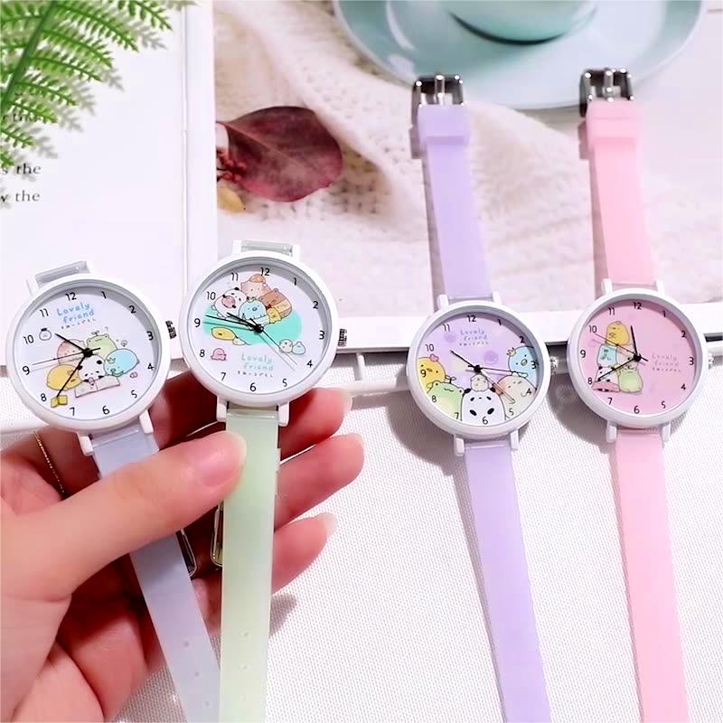 Jam Tangan Perempuan Wanita Luminous Strap anak menonton Big Dial Cute Cartoon Quartz Watch