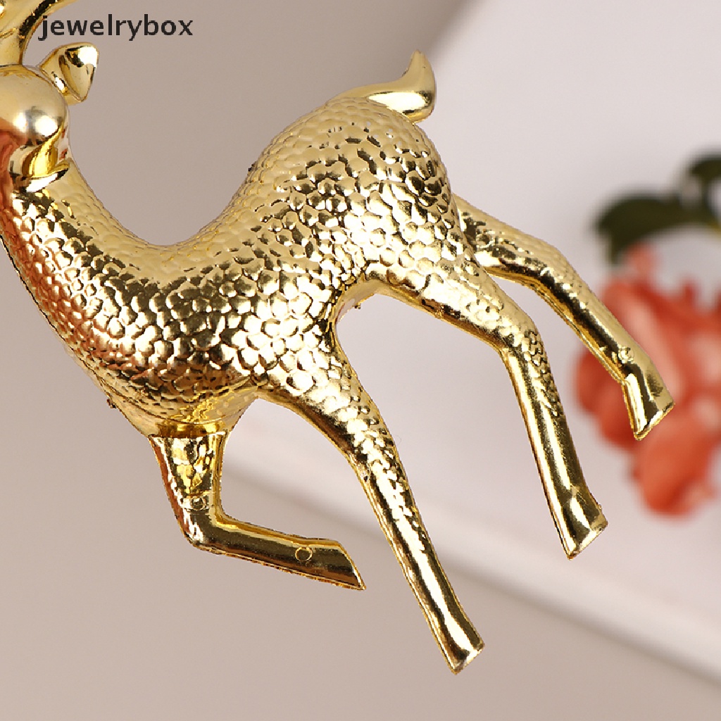 [jewelrybox] 1pc Natal Elk Plastik Golden Cake Topper Dessert Dekorasi Anak Hadiah Butik