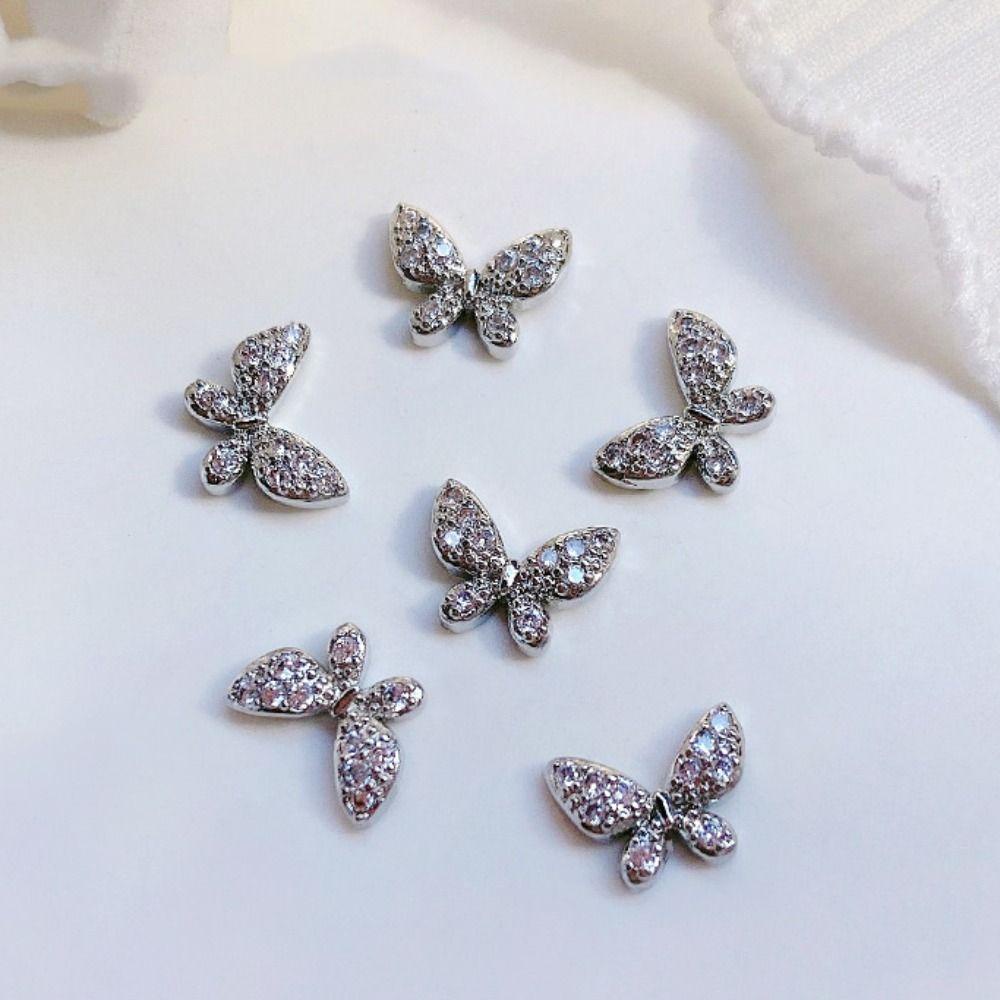 AUGUSTINA Augustina Dekorasi Nail Art 3D Kristal Silver Alloy Zircon Pesona Kuku