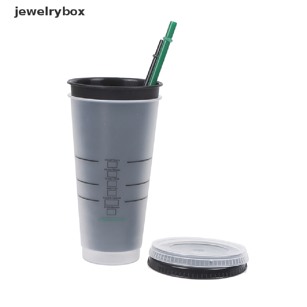 [jewelrybox] Mug Sedotan Berubah Warna Minuman Dengan Tutup Tumbler Plastik Matte coffe bottle Cup Boutique