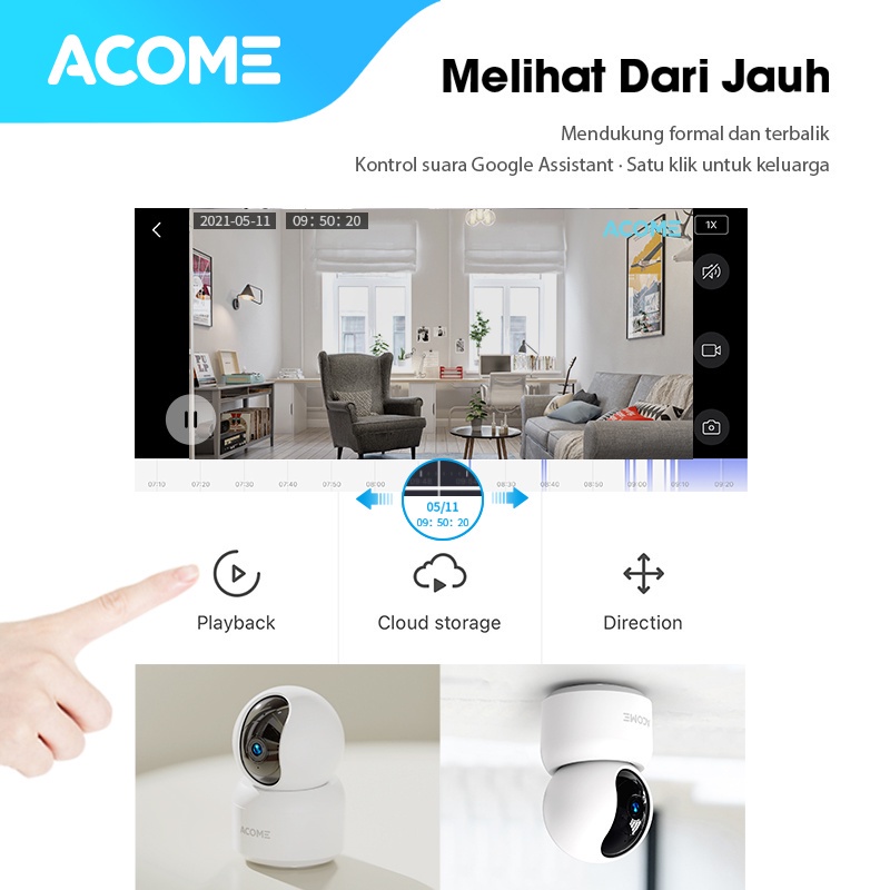 ACOME APC01 Indoor Smart Camera CCTV WiFi Camera Audio FULL HD 1296P 3MP Kamera CCTV No Blind Spot Garansi Resmi