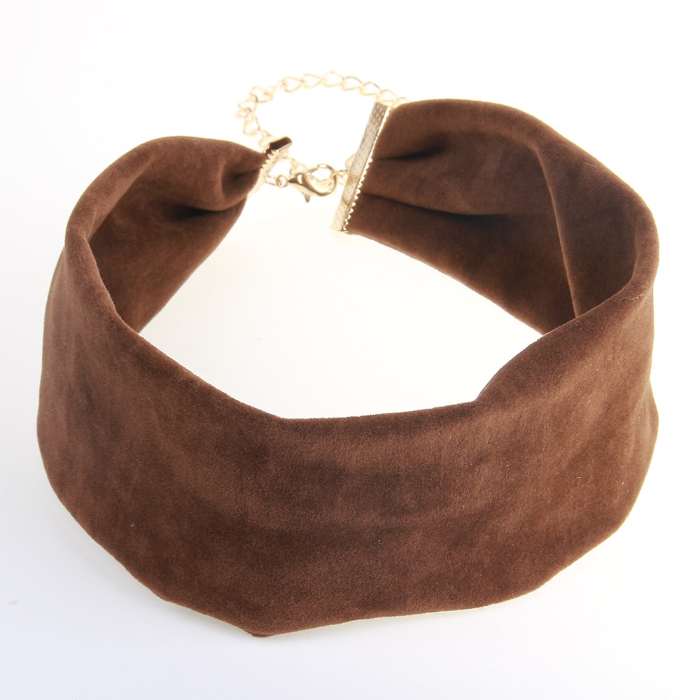 Aksesoris Yang Hangat Dan Vintage Yang Serbaguna Individual Dijual Di Musim Gugur Dan Musim Dingin. Gaya Sastra Dan Seni Suede Sederhana Kalung Leher Rantai Lipit Kain Flanel C