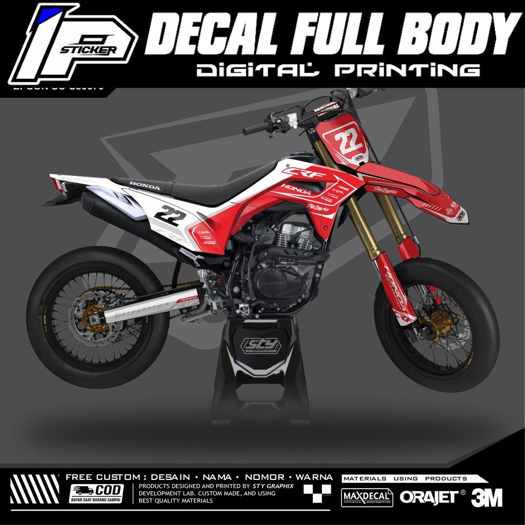 DECAL CRF150L PUTIH SIMPEL KEREN