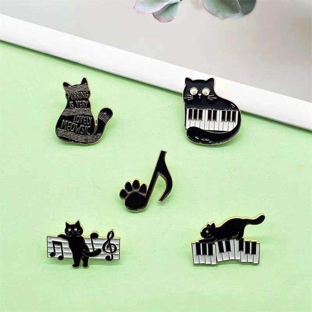 Agustin Wanita Kucing Bros Kasual Kartun Indah Piano Sweater Aksesoris Niche Desain Alloy Kitten Aksesori Pakaian