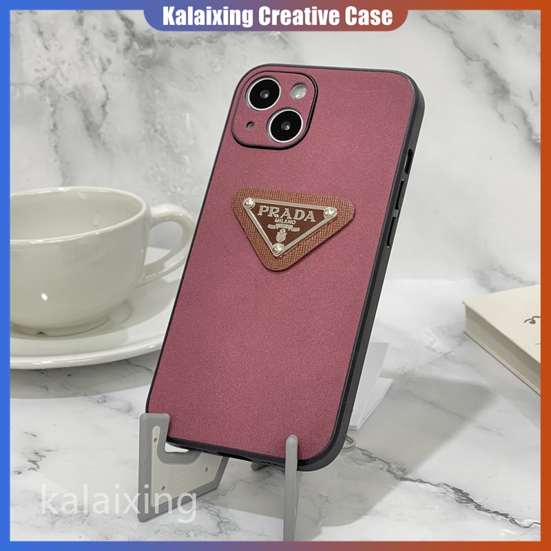 Casing Ponsel Prada Kulit Suede Untuk iPhone 14 Pro Max14Plus13 12 11 Pro Max Xs Max Xr X Xs Casing Penutup Belakang