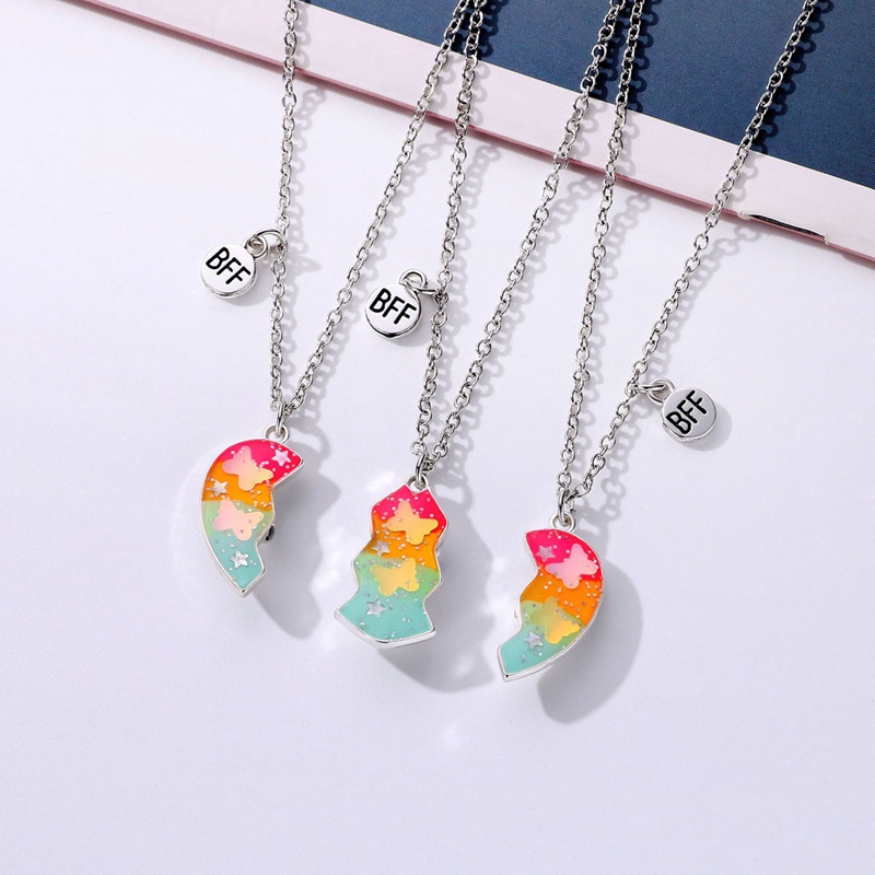 3 Pcs/Set Fashion Teman Baik Anak Kalung Geometris Menetes Minyak Magnet Jahitan Cinta Kalung