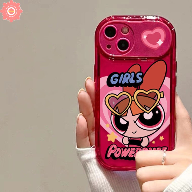 Case Untuk Oppo A57 A7 A5s A12 A15s A15 A53 A9 A5 A31 A33 2020 A3s A77 A11K A35 A77S Kreatif Flip Make Up Cermin Kartun The Powerpuff Cewek Shockproof Soft TPU Case