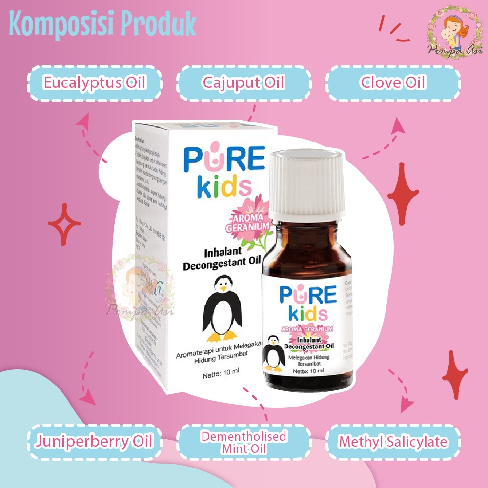 Pure Kids Inhalant Decongestant Oil Aromaterapi Purekids Pure BB Untuk Pilek Hidung Tersumbat Bayi Dan Anak By Mallpompaasi