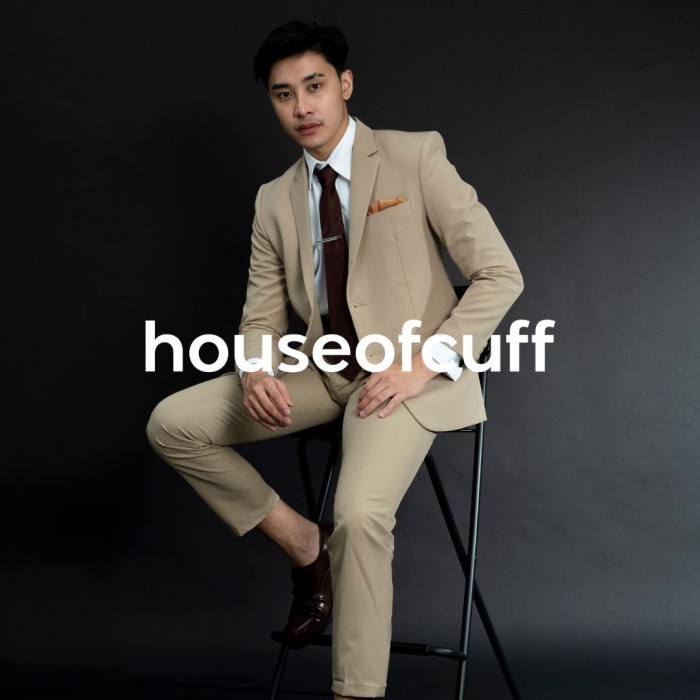 Houseofcuff Jas Set Celana Formal Blazer Krem Formal Pria Jas Nikah