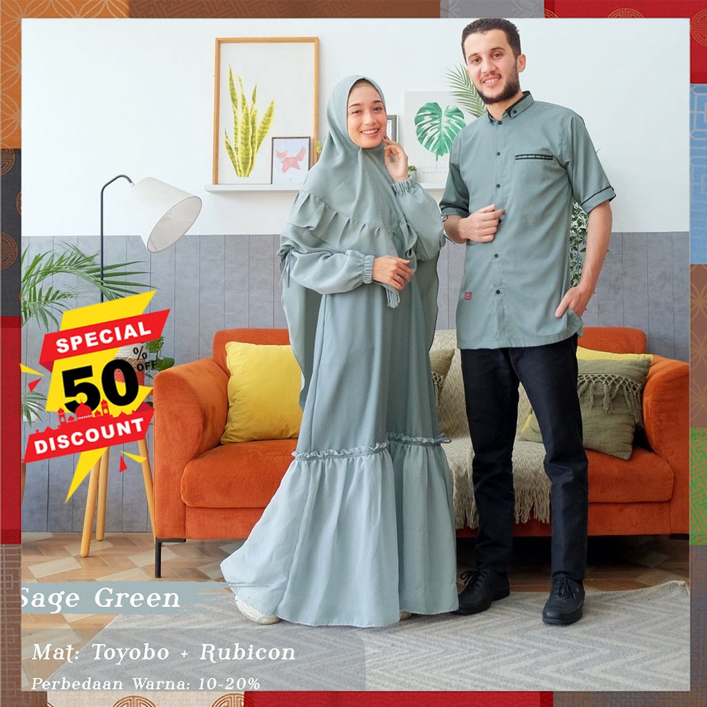 Gamis Couple Cauple Cople Kapelan Pasangan Dress Muslim Wanita Kekinian Baju Serimbit Sarimbit Kelua