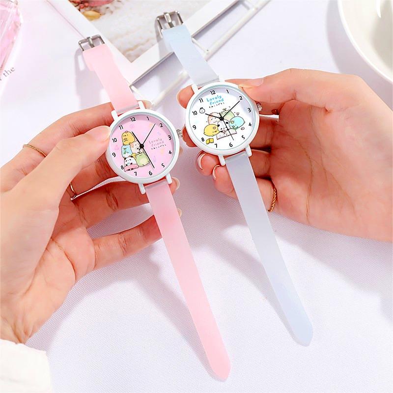 Jam Tangan Perempuan Wanita Luminous Strap anak menonton Big Dial Cute Cartoon Quartz Watch