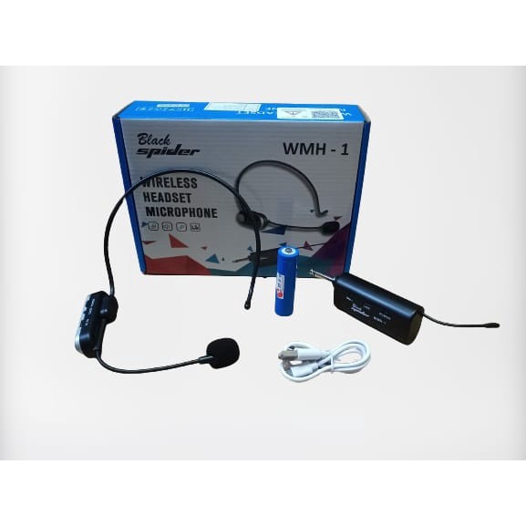 MIC WIRELESS HEADSET BLACK SPIDER WMH-1 MICROPHONE BANDO PORTABLE